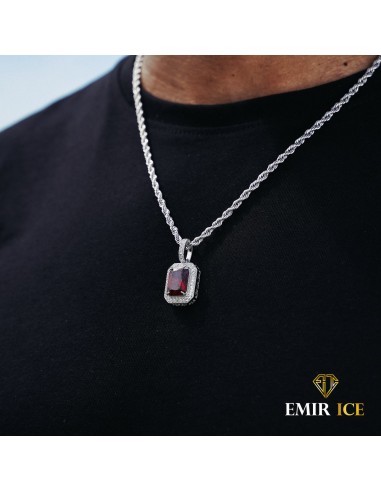 COLLIER PENDENTIF RUBIS DIAMANT OR BLANC hantent personnes