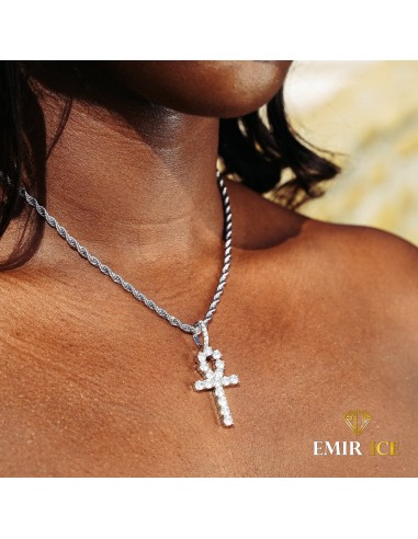 COLLIER CROIX ÂNKH DIAMANT FEMME OR BLANC Comparez plus de prix