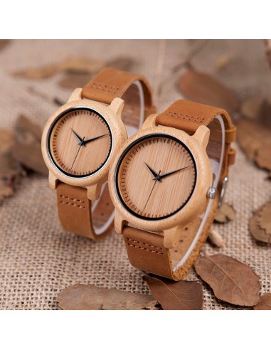 Montre à Quartz en bois de Bambou- "Simplement Zen" - Modèle Homme & Modèle Femme les ctes