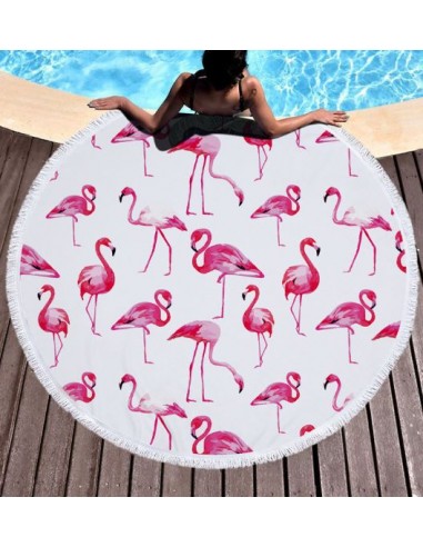 Serviette de plage ronde "Flamant Rose" - 8 modèles disponibles france