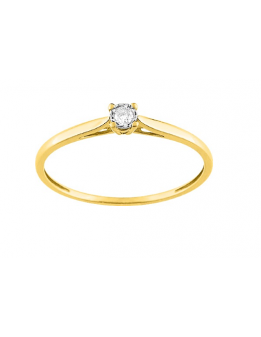 Pixies - Bague de Fiançailles Femme Or Jaune Diamant Solitaire destockage