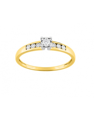 Pixies - Bague de Fiançailles Femme Or Jaune Diamant Solitaire destockage