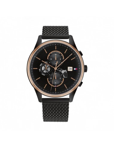 Tommy Hilfiger - Montre Weston Homme Quartz en Métal Noir la colonne vertébrale