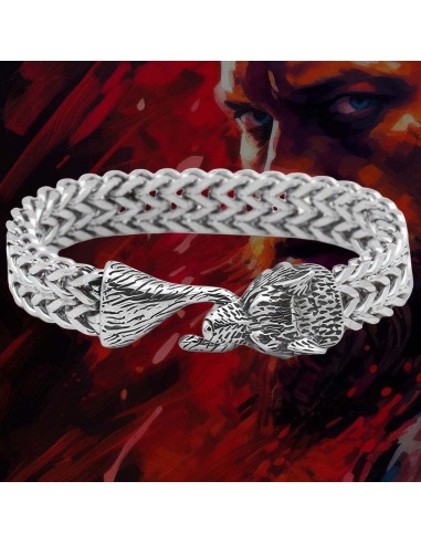 Bracelet Viking Homme - Loup Sanguinaire [Argent] en linge