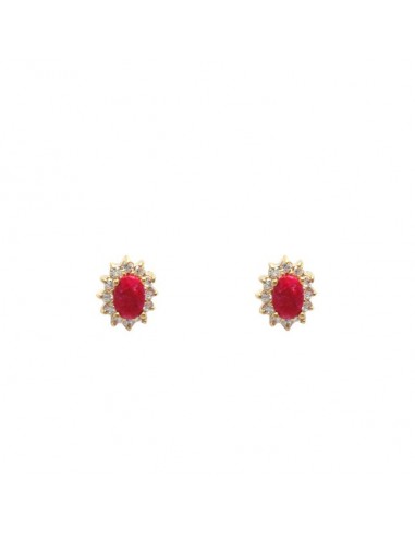 Boucle d'oreille fleur rubis Pour