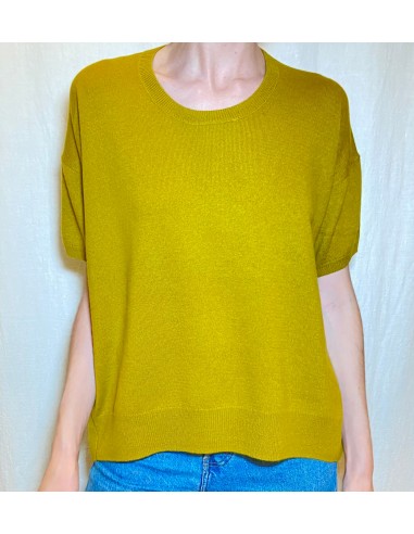 Pull cachemire manches courtes coloris yellow - ref 20320 D - CT plage en ligne des produits 