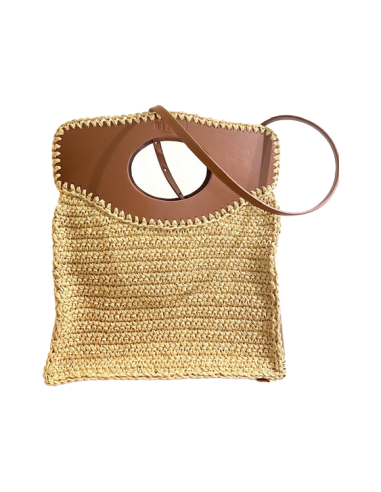 Sac Business medium raffia and leather - Mizele vente chaude votre 