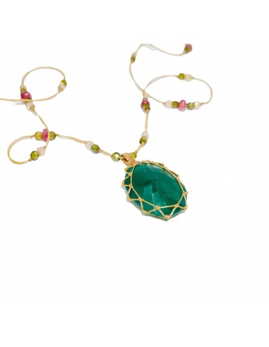 Collier court Onyx vert - Sharing la chaussure