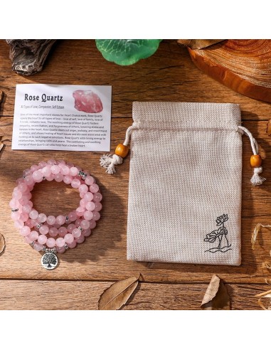 Bracelet Mala Tibétain Quartz Rose Arbre De Vie Profitez des Offres !