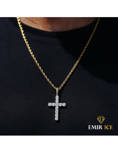 COLLIER PENDENTIF CROIX DIAMANT OR JAUNE pas cher 