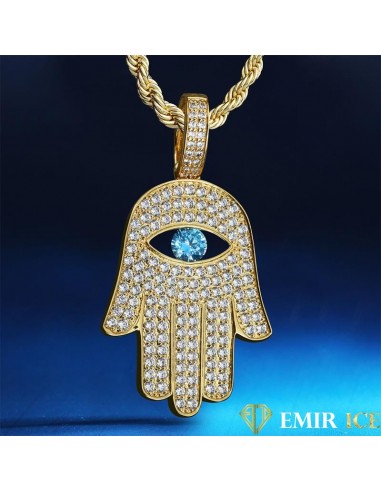 COLLIER PENDENTIF MAIN DE FATMA OR JAUNE Amélioration de cerveau avec