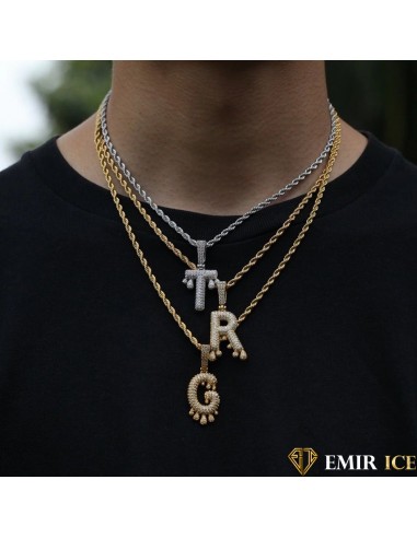 COLLIER PENDENTIF EMIR DRIP INITIALE PLAQUE OR en ligne des produits 