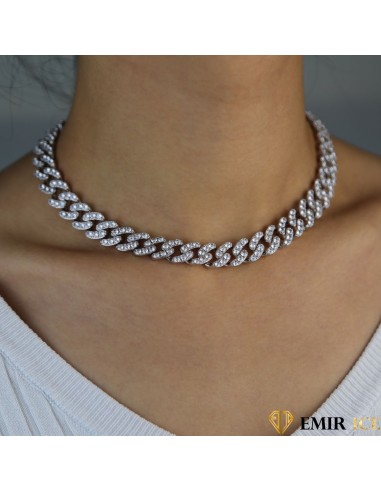 COLLIER MAILLE CUBAINE FEMME "PURE CRYSTAL" - 12MM Le MVP de beaucoup