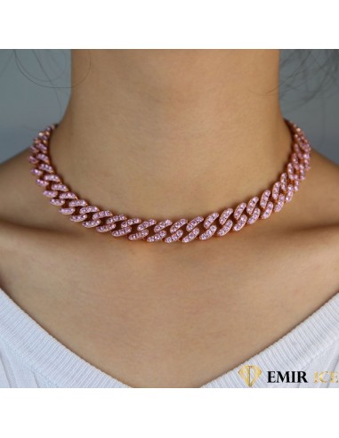 COLLIER MAILLE CUBAINE FEMME "SWEET PINK" - 12MM Les magasins à Paris et en Île-de-France