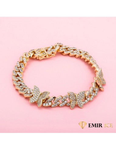 BRACELET CUBAN LINK PAPILLON FEMME OR JAUNE - 9MM Les magasins à Paris et en Île-de-France