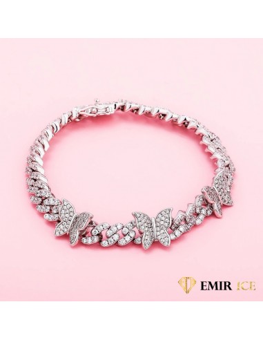 BRACELET CUBAN LINK PAPILLON FEMME OR BLANC - 9MM soldes